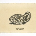 Menu of Apollinaire-Quails with Liquorice linocut, paper, 21x30cm 2005